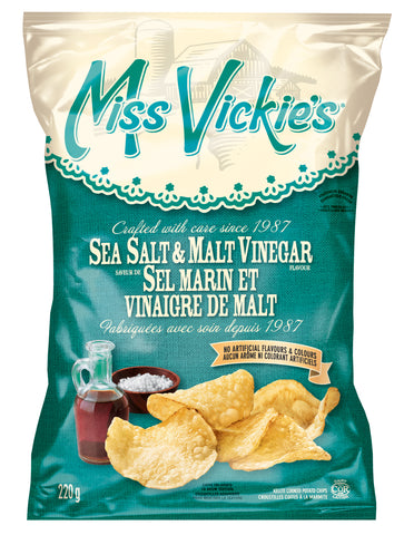 Miss Vickie's Seat Salt & Malt Vinnegar Chips 220g case of 16-O Canada