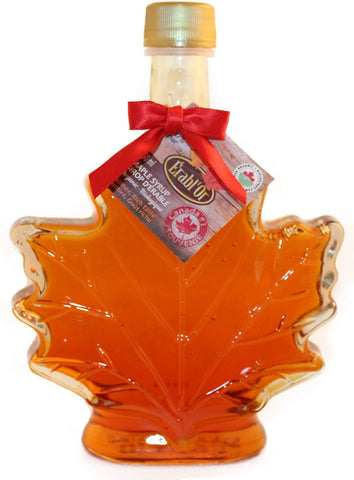 100% Pure Organic Maple Syrup - Canada Grade A. Amber - Glass Leaf Bottle-O Canada