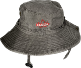 Canada Maple Leaf Adult Grey Bucket Hat with Draw String