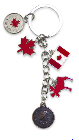 Canada Keyring Maple Leaf Flag Moose Penny Charm