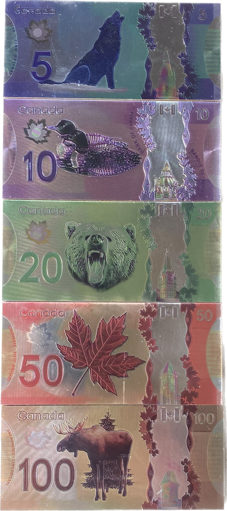 Canada Magnet Metallic Dollar Bills Complete Set