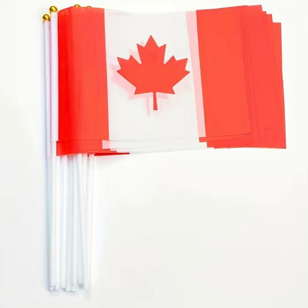 Canada Day Maple Leaf Hand Flag with Stick 20 pack