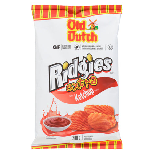Old Dutch RIDGIES Potato Chips Extra Ketchup - 200g