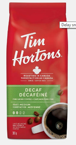 Tim Hortons DECAF Medium Roast Ground Coffee 300g