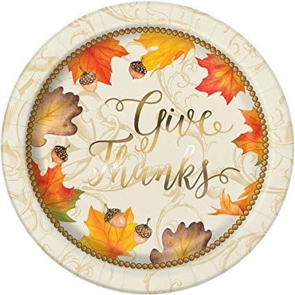 Thanksgiving Give Thanks Metallic Plate 8"-O Canada