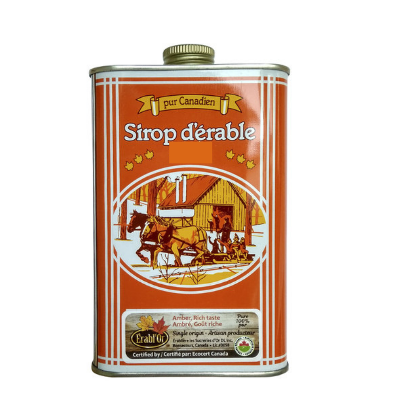 Erabl'Or 100% Pure Maple Syrup - Canada Grade A. Amber - 500mL Tin-O Canada