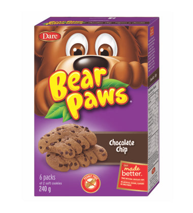 Dare Bear Paws - Chocolate Chip 240g -6Pack