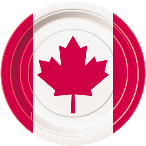 Canadian Flag - 9" dinner Plates -8pk-O Canada