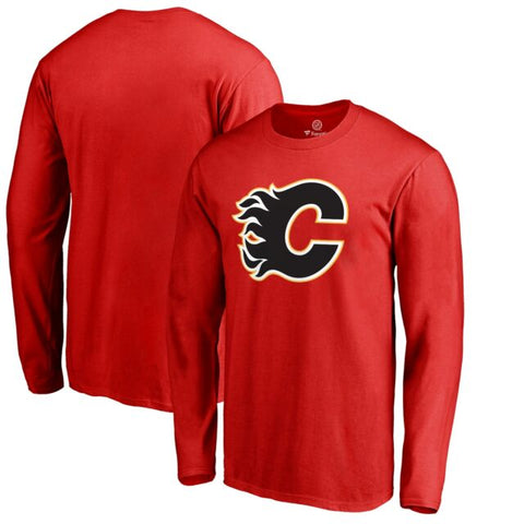 Men's Calgary Flames Fanatics Branded Red Primary Logo - Long Sleeve T-Shirt