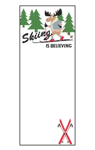 Magnetic Hatley Notepad - "Skiing is Believing"